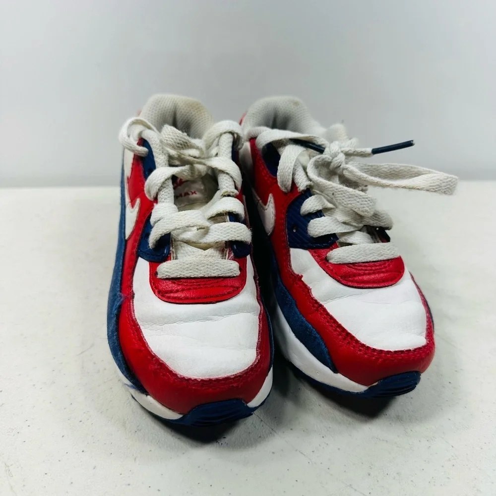 NIKE Air Max 90 Red White Blue DA9055-100 Size Youth 11C